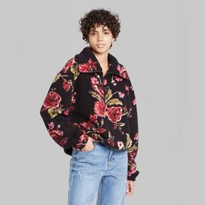 Women’s Floral Sherpa Pullover Sweatshirt